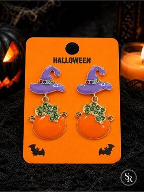 Halloween Statement Earrings NWT Spooky Witch Ghost Pumpkin Dangle 2”